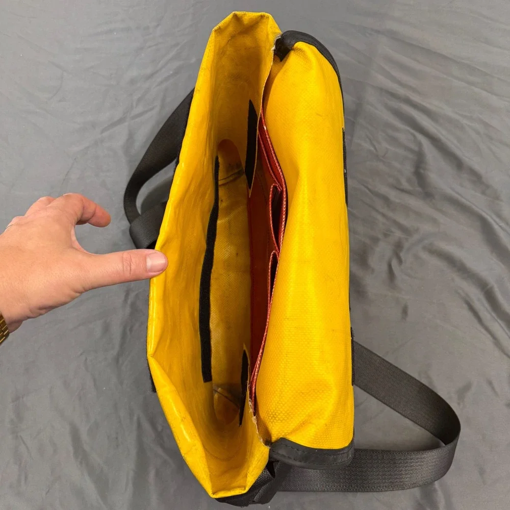 FREITAG F14 DEXTER Messenger Yellow & Green Black Vintage Recycled Tarpaulin